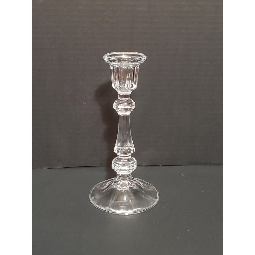 Cristal D Arques Candlestick Holder Clear Crystal Starburst Base Fluted 8.25"